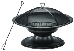 Living Accents Round Pedestal Wood Fire Pit 19 in. H x 29 in. W x 29 in. D Steel