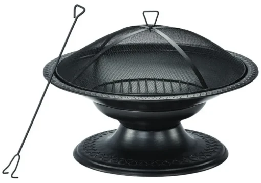 Living Accents Round Pedestal Wood Fire Pit 19 in. H x 29 in. W x 29 in. D Steel