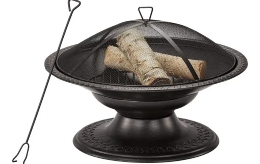Living Accents Round Pedestal Wood Fire Pit 19 in. H x 29 in. W x 29 in. D Steel