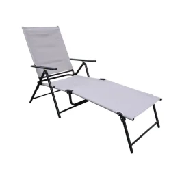 Living Accents Adjustable Steel Sling Chaise Lounge Gray