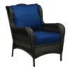 Living Accents Avondale Brown Steel Frame Deep Seating Chair Navy Blue (Pack of 2)