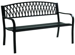 Living Accents Black Cast Iron Grass Back Park Bench 33.46 in. H X 50 in. L X 23.62 in. D