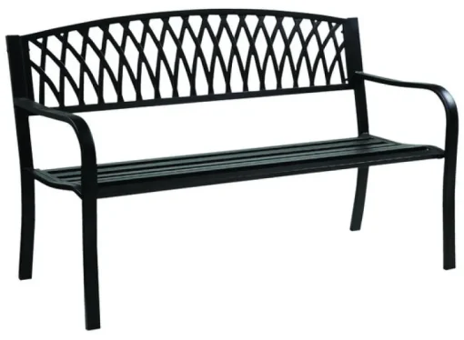 Living Accents Black Cast Iron Grass Back Park Bench 33.46 in. H X 50 in. L X 23.62 in. D
