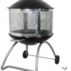 Living Accents Black Frame Porcelain/Steel Round Wood Fire Pit 45 H x 28 W x 28 D in.