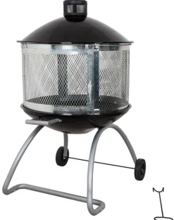 Living Accents Black Frame Porcelain/Steel Round Wood Fire Pit 45 H x 28 W x 28 D in.