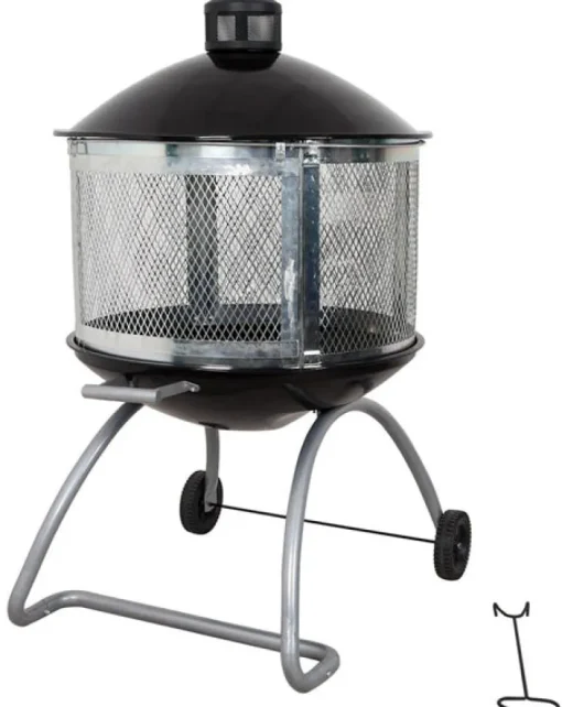 Living Accents Black Frame Porcelain/Steel Round Wood Fire Pit 45 H x 28 W x 28 D in.