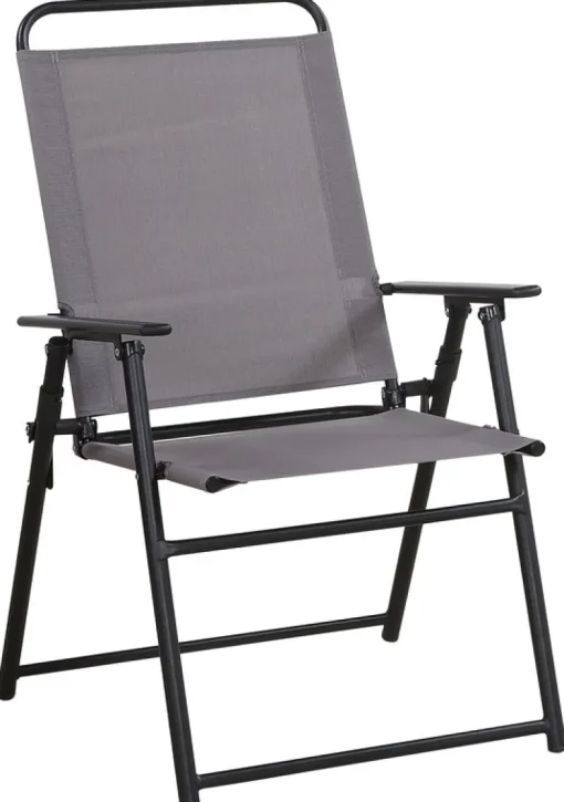 Living Accents Black Powder Coated Steel Frame & Fabric Seat Sling Chair 250 lbs. Capacity