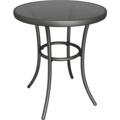 Living Accents Black Round Glass Bistro Table