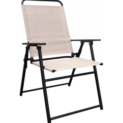 Living Accents Black Steel Powder Coated Frame Tan Cushion Sling Chair 250 lbs. Capacity