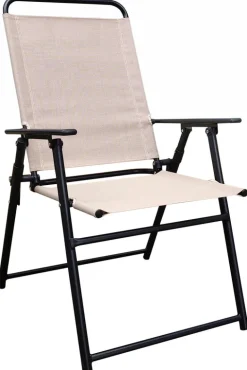 Living Accents Black Steel Powder Coated Frame Tan Cushion Sling Chair 250 lbs. Capacity