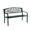 Living Accents Black Steel Welcome Park Bench 33.5 in. H X 50.5 in. L X 23.5 in. D