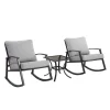 Living Accents Burlington 3 pc Black Steel Bistro Set Gray