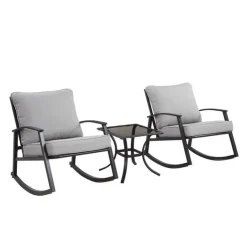 Living Accents Burlington 3 pc Black Steel Bistro Set Gray