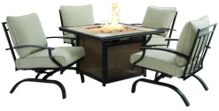 Living Accents Halsted 5 pc Black Steel Fire Pit Chat Set Beige