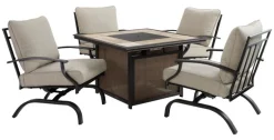 Living Accents Halsted 5 pc Black Steel Fire Pit Chat Set Beige