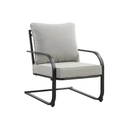 Living Accents Harbor Black Steel Frame X-Back Chair Gray (Pack of 4)