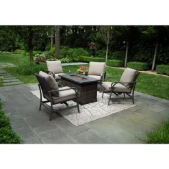 Living Accents Laramie 5 pc Aged Taupe Aluminum Deep Seating Fire Pit Set Cast Shale