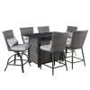 Living Accents Milano 7 pc Black High Dining Fire Pit Set Gray