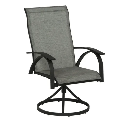 Living Accents Roscoe Black Steel Frame Sling Swivel Chair (Pack of 2)