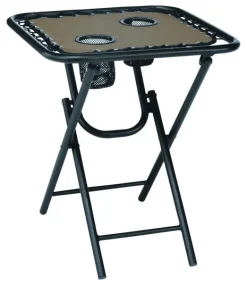 Living Accents Tan Square Oxford Fabric Bungee Side Table
