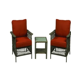 Living Accents Tudor 3 pc Brown Steel Chat Set Burnt Orange