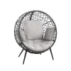 Living Accents Tulsa Black Steel Frame Egg Chair White