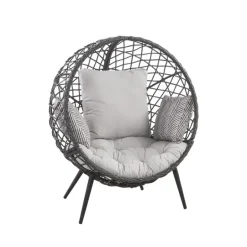 Living Accents Tulsa Black Steel Frame Egg Chair White