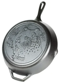 Lodge Wildlife Series-Brown Bear Black Cast Iron Skillet 17.25 L x 2.62 H x 10.5 W x 12 Dia. in.