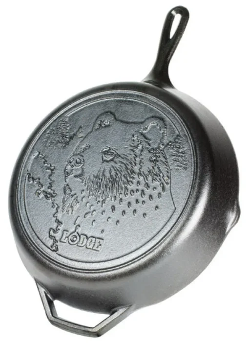 Lodge Wildlife Series-Brown Bear Black Cast Iron Skillet 17.25 L x 2.62 H x 10.5 W x 12 Dia. in.