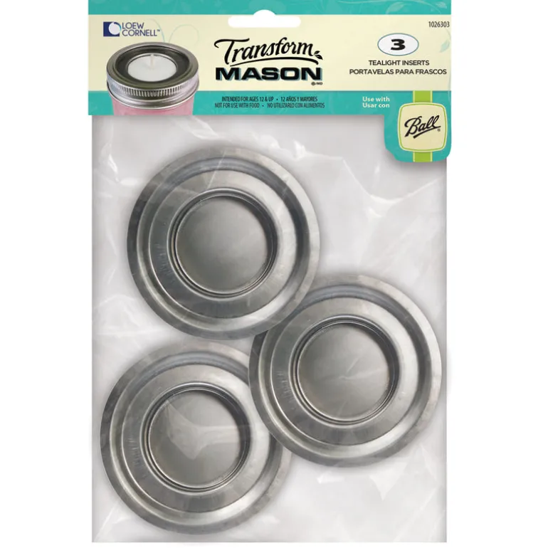 Loew Cornell Transform Mason Regular Mouth Tealight Jar Lid 3 pk (Pack of 3)