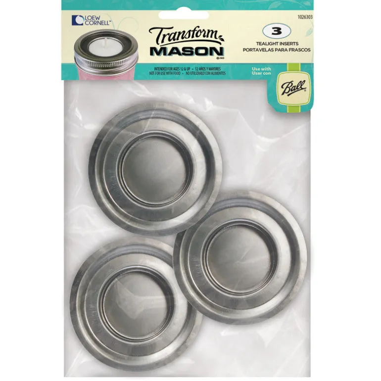 Loew Cornell Transform Mason Regular Mouth Tealight Jar Lid 3 pk (Pack of 3)