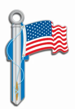 Lucky Line Key Shapes American Flag House Key Blank Double sided For Kwikset KW1/11 (Pack of 5)
