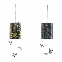 Luminous Garden 16.93 in. Metal Glistening Butterfly Solar Hanging Lantern Multicolored (Pack of 6)