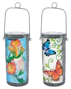 Luminous Garden LED Glass Solar Lantern Multicolored (Pack of 4)