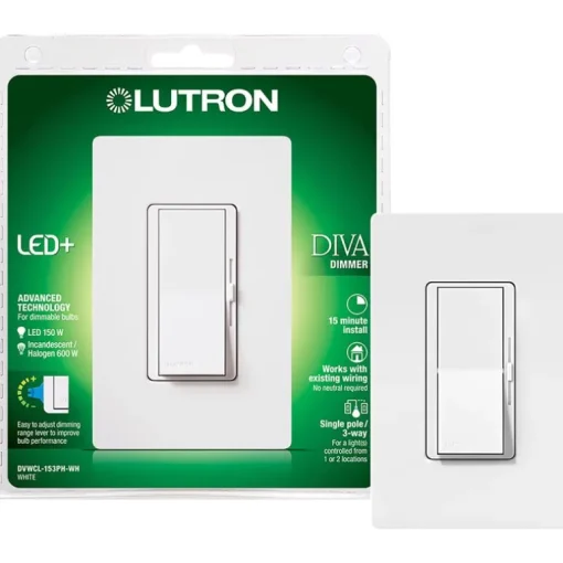 Lutron Diva White 150 W 3-Way Dimmer Switch 1 pk