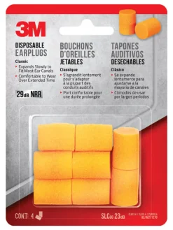 3M 29 dB Foam Earplugs Orange 4 pair