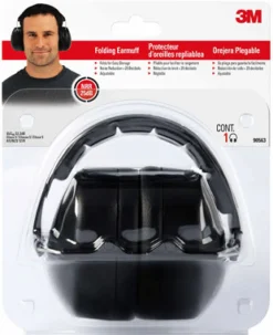 3M 25 dB Soft Foam Folding Earmuffs Black 1 pair (Pack of 5)