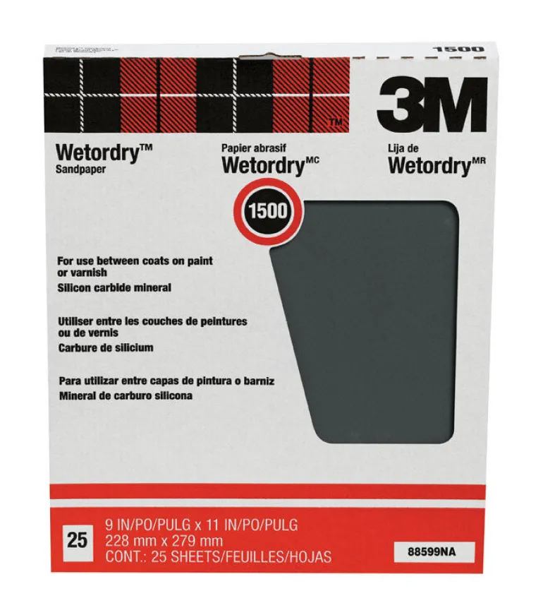 3M 11 in. L X 9 in. W 1500 Grit Silicon Carbide Sandpaper 25 pk