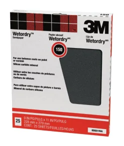 3M 11 in. L X 9 in. W 150 Grit Silicon Carbide Sandpaper 25 pk