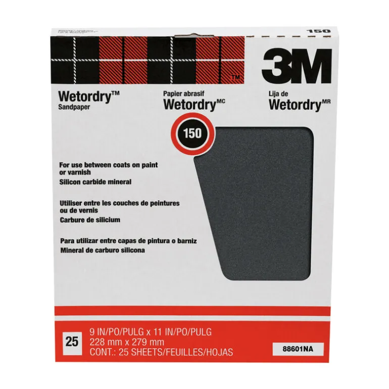 3M 11 in. L X 9 in. W 150 Grit Silicon Carbide Sandpaper 25 pk