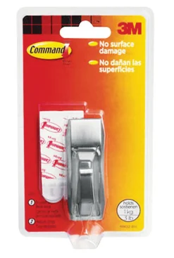 3M Command 3-1/8 In. L Brushed Nickel Metal Medium Modern Reflections Bath Coat/Hat Hook 3 Lb. Capacity