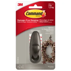 3M Command 3-1/4 in. L Oil Rubbed Bronze Metal Medium Forever Classic Coat/Hat Hook 3 lb. cap. 1 pk