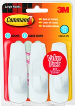 3M Command Large Plastic Hook 3-7/8 In. L 3 Pk