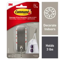 3M Command Medium Metal Hook 3.0 in. L 1 pk