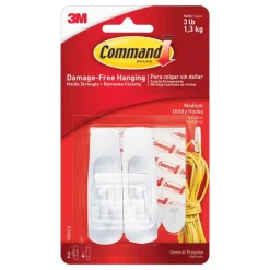 3M Command Medium Plastic Hook 3-7/8 in. L 2 pk