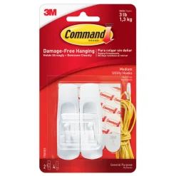 3M Command Medium Plastic Hook 3-7/8 in. L 2 pk