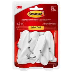 3M Command Medium Plastic Hook 3.16 in. L 7 pk