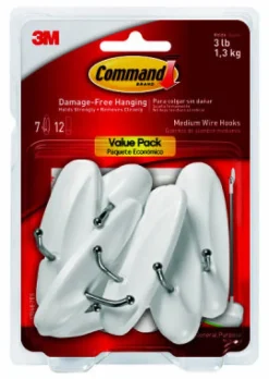 3M Command Medium Plastic Hook 3.16 in. L 7 pk