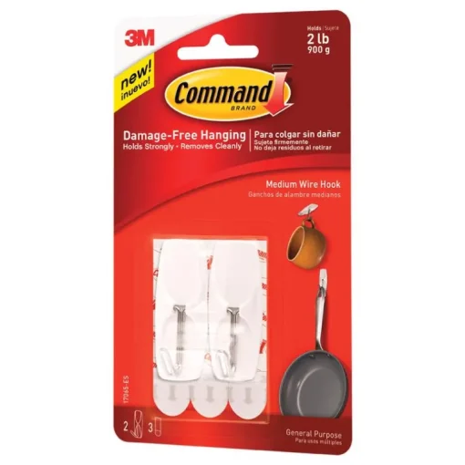 3M Command Medium Plastic Wire Hooks 2.17 in. L 2 pk