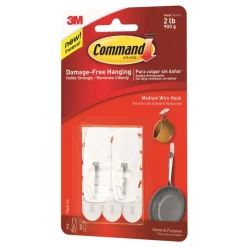 3M Command Medium Plastic Wire Hooks 2.17 in. L 2 pk